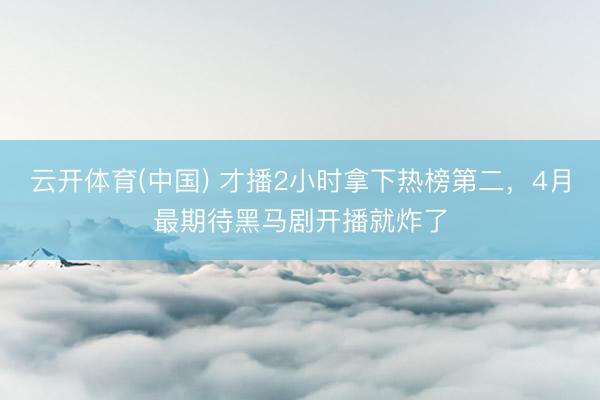 云开体育(中国) 才播2小时拿下热榜第二,4月最期待黑马剧开播就炸了