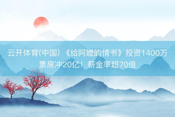 云开体育(中国) 《给阿嬷的情书》投资1400万票房冲20亿!薪金率超70倍