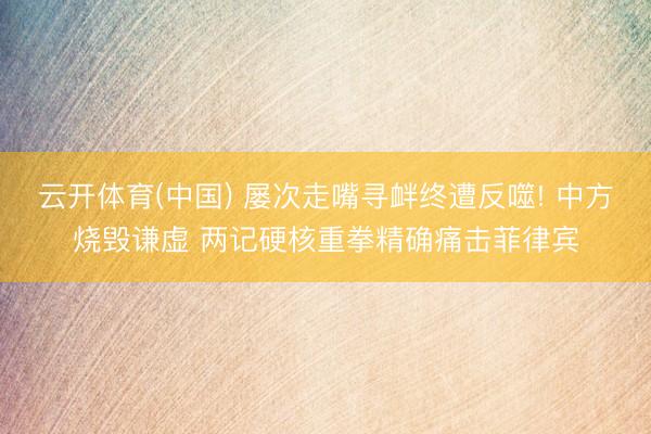 云开体育(中国) 屡次走嘴寻衅终遭反噬! 中方烧毁谦虚 两记硬核重拳精确痛击菲律宾